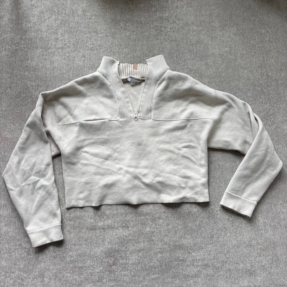 Lunya Beige Quarter Zip Sweater